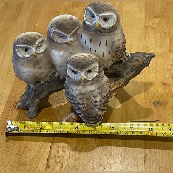 Vintage Owls Figurine Fred Aman Limited Edition 4 Sleepy Owls Branch Enesco - Picture 12 of 14